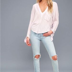 Free People Morning Dolman Tie Sleeve Popover Gauze Top Blouse